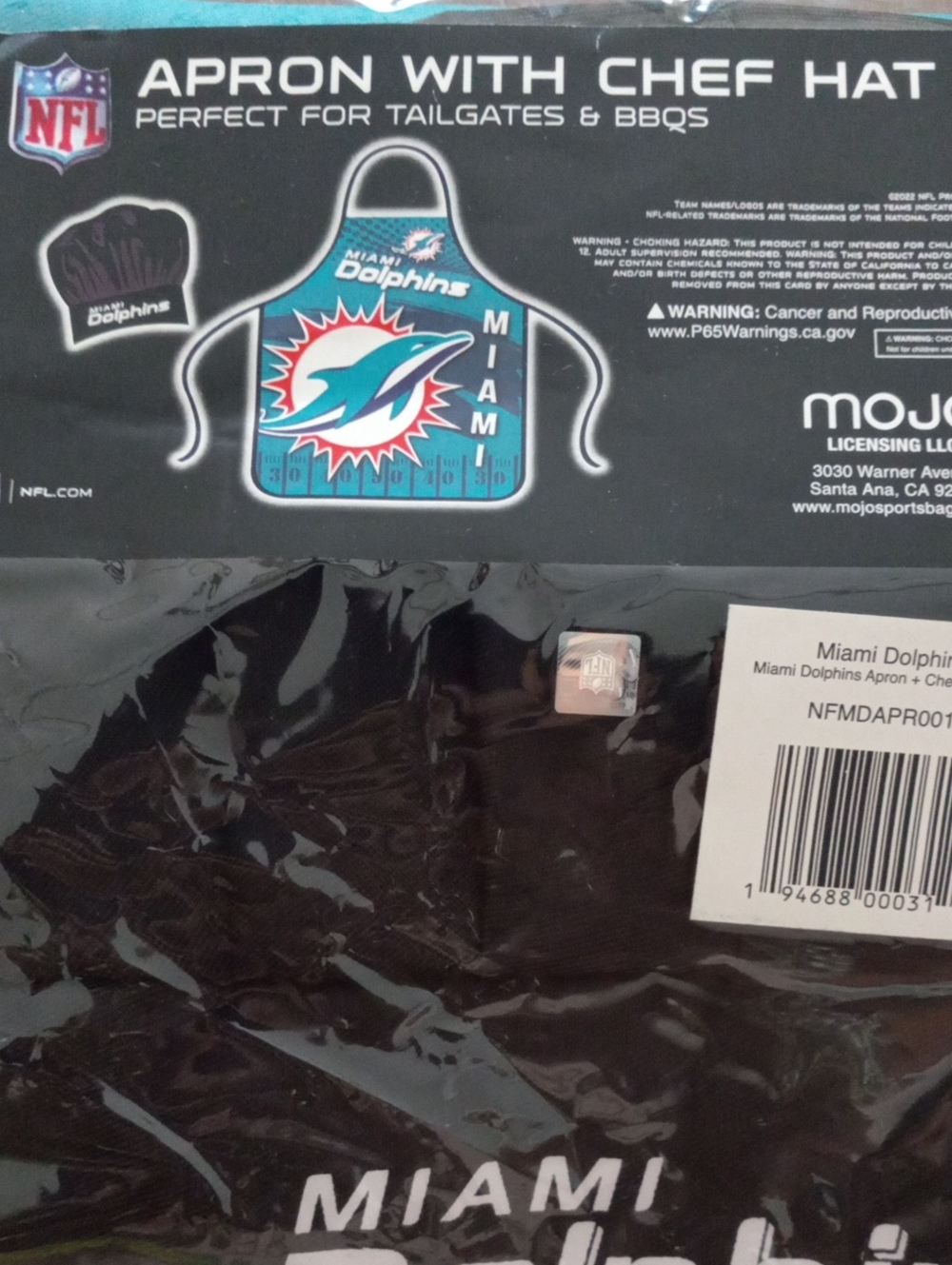 Miami Dolphins Black Apron with Chef Hat by NFL